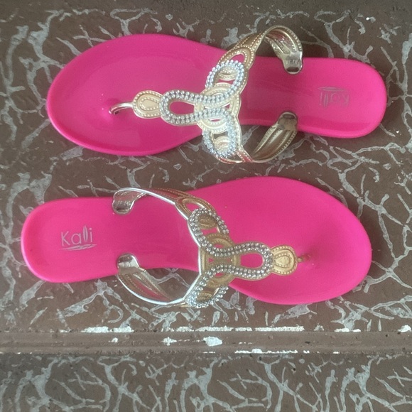 Hot pink summer glitzy sandals - Picture 4 of 5